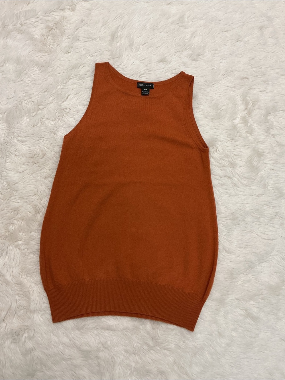 Holt Renfrew - 100% Cashmere - Sleeveless Knit Tank Top - Rust - Picture 2 of 6